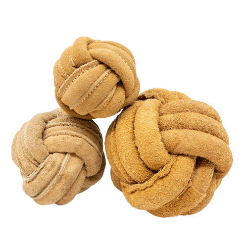 Huggle-Hide™ Natural Leather Ball Dog Toy