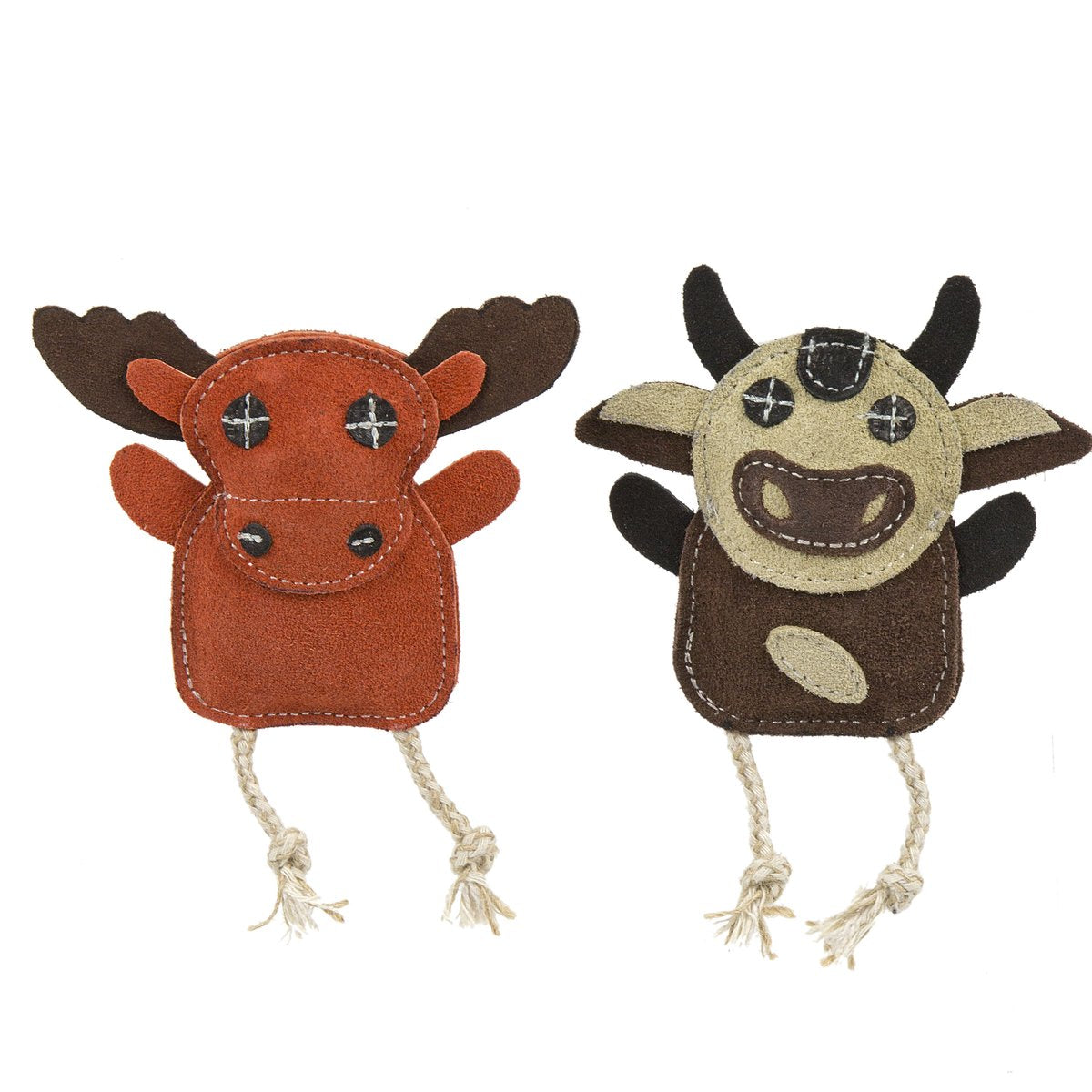 Hugglehounds Natural Leather Wee Buddies 2pk - Cow Moose