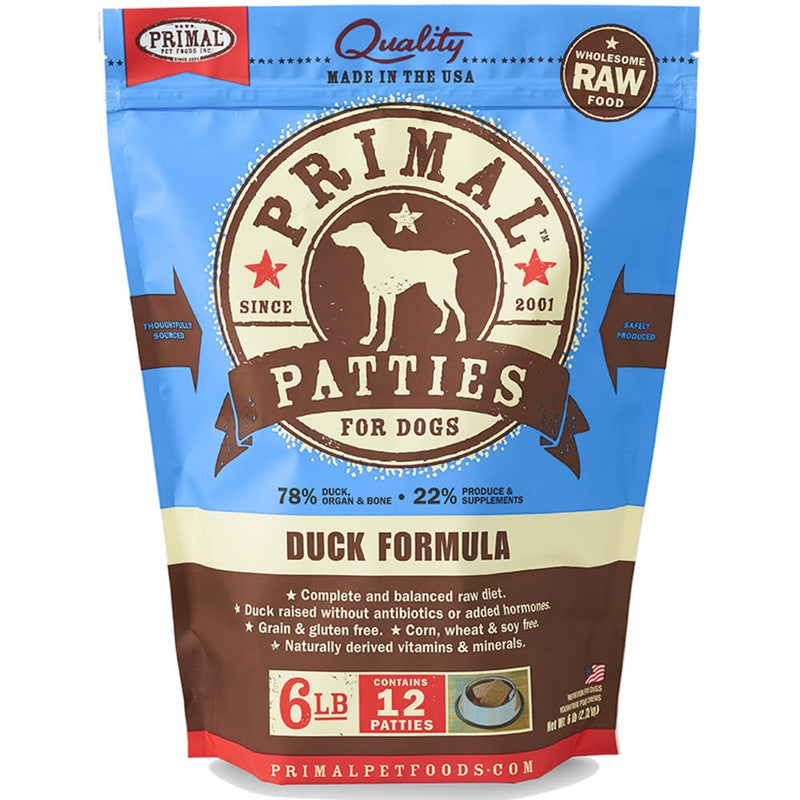 Primal Frozen Patties Duck Formula for Dogs 6lb
