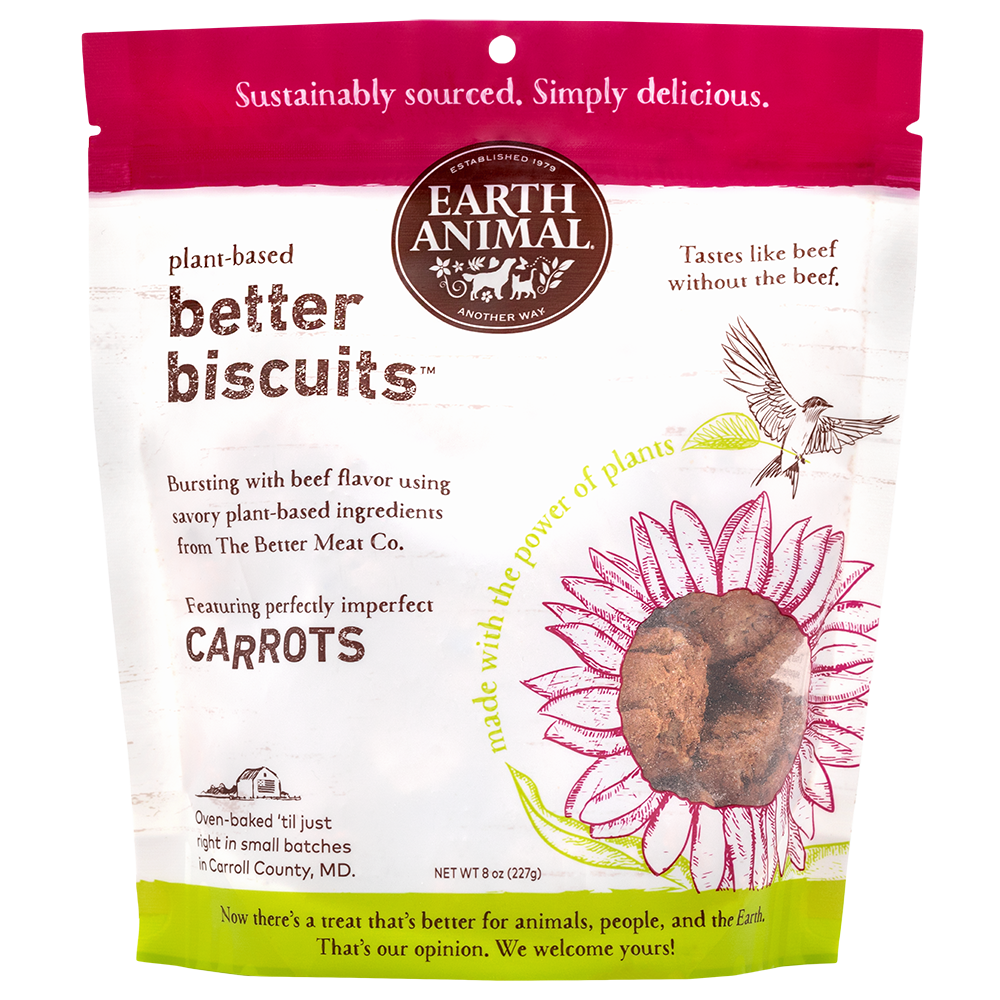 Earth Animal Dog Biscuits Plant Based Beef & Carrot 8oz