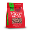 Red bag of Raw Dynamic dog food featuring a Free Range Turkey Recipe, showcasing 90% turkey and a blend of produce and supplements.