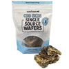 A package of Wooftown Cod Skin Single Source Wafers for dogs, featuring natural, dehydrated fish skin treats.