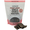 A bag of Wooftown Pork Liver Single Source Wafers, with a few wafers beside it, highlighting natural pork liver 