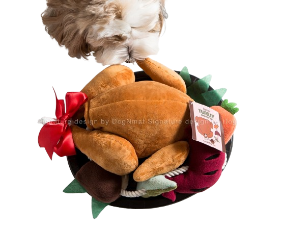 DogNmat Stuffed Turkey Snuffle Dog Toy-3 in 1 Hide and Seek Toy