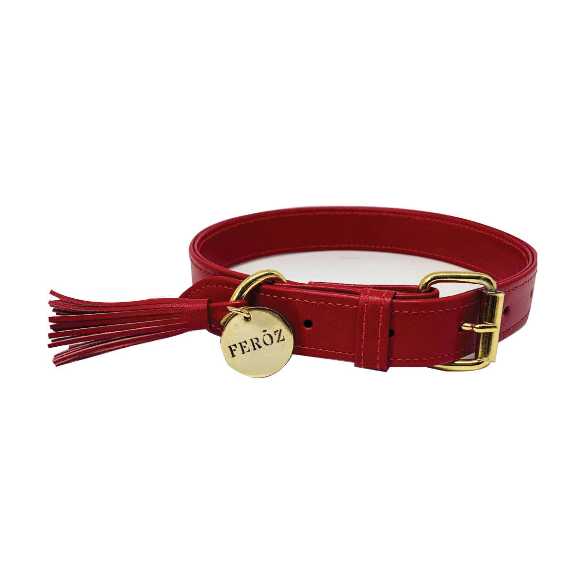 Feroz Scarlet Red Leather Collar