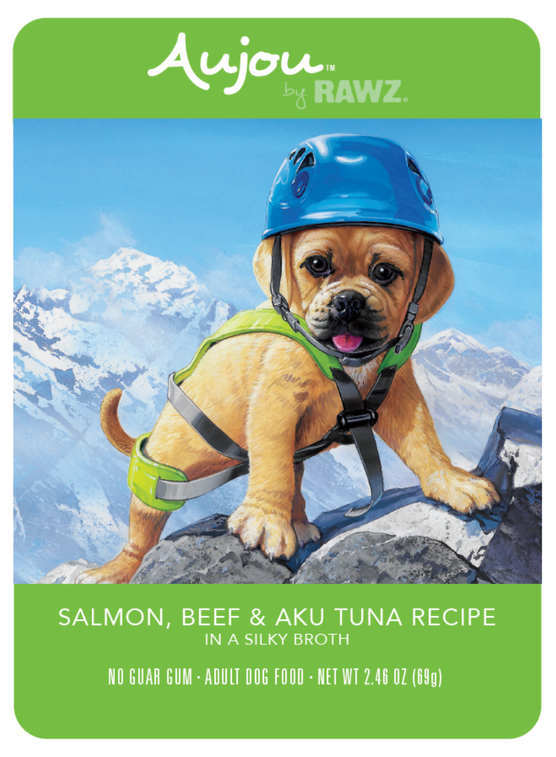 Rawz Aujou Salmon, Beef &amp; Tuna Dog Pouch 2.46oz