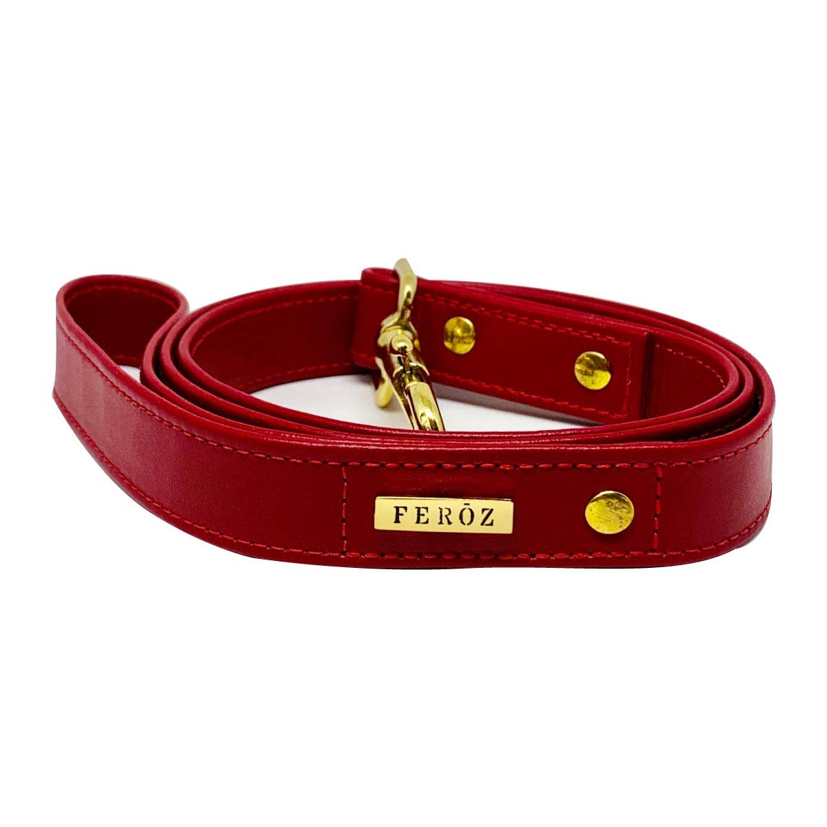 Feroz Scarlet Red Leather Leash