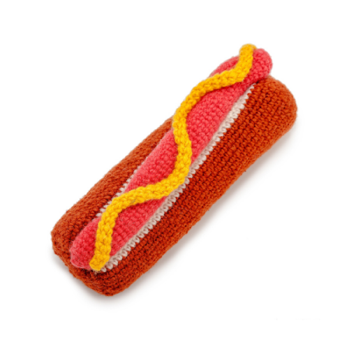 Ware Of The Dog Knit Hot Dog Toy
